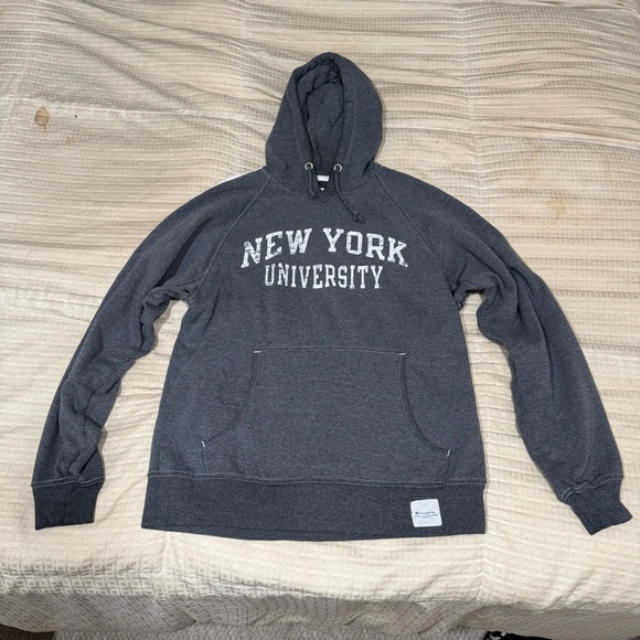 Champion New York University NYU Violets Gray and White Sweatshirt Hoodie Size M - Picture 4 of 10